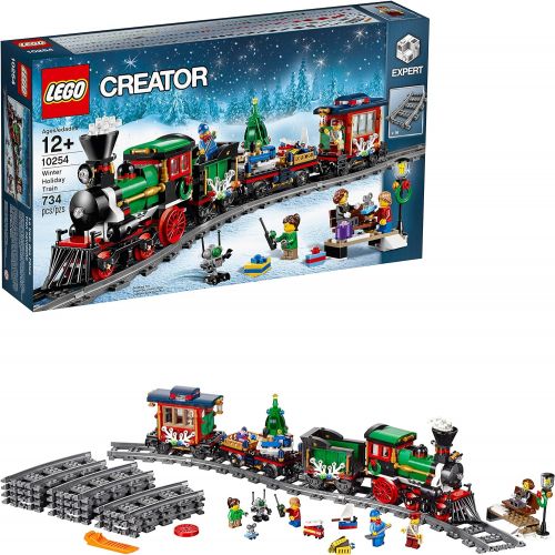  LEGO Creator Expert Winter Holiday Train 10254 Christmas Train Set with Full Circle Train Track, Locomotive, and Spinning Christmas Tree Toy (734 Pieces)