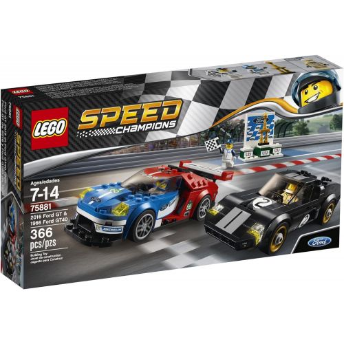  LEGO Speed Champions 6175279 2016 GT & 1966 Ford Gt40 75881 Building Kit (366 Piece), Multi