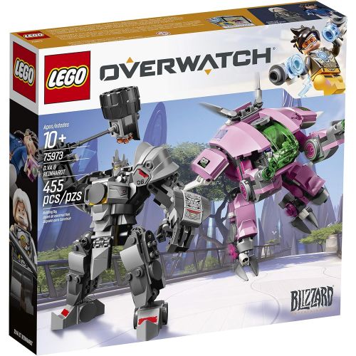  LEGO Overwatch D.Va and Reinhardt 75973 Mech Building Kit with popular Overwatch Character Minifigures and Buildable Rocket Hammer (455 Pieces)