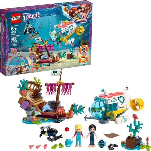  LEGO Friends Dolphins Rescue Mission 41378 Building Kit with Toy Submarine and Sea Creatures, Fun Sea Life Playset with Kacey and Stephanie Minifigures for Group Play (363 Pieces)