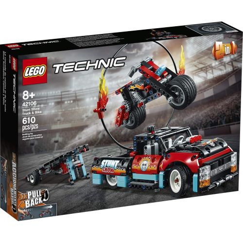  LEGO Technic Stunt Show Truck & Bike 42106; Includes Stunt Motorcycle, Toy Truck and Trailer, New 2020 (P10 Pieces)