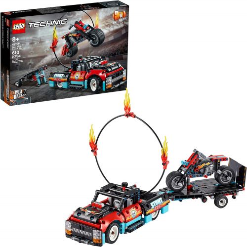  LEGO Technic Stunt Show Truck & Bike 42106; Includes Stunt Motorcycle, Toy Truck and Trailer, New 2020 (P10 Pieces)