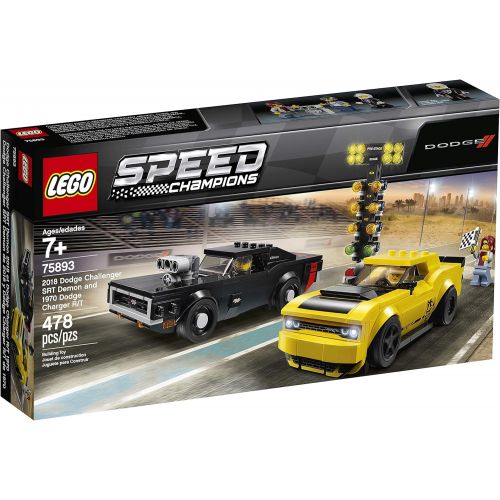  LEGO Speed Champions 2018 Dodge Challenger SRT Demon and 1970 Dodge Charger R/T 75893 Building Kit (478 Pieces)