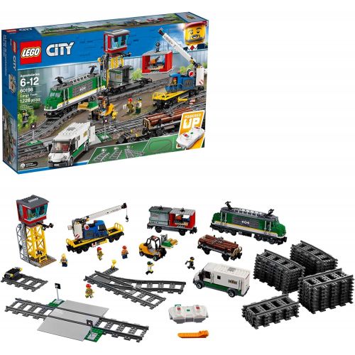  LEGO City Cargo Train 60198 Remote Control Train Building Set with Tracks for Kids(1226 Pieces)