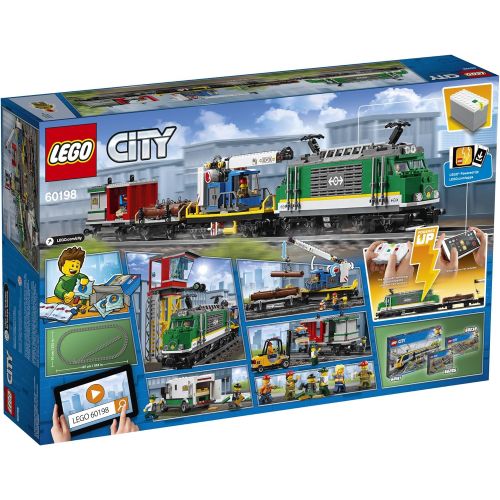  LEGO City Cargo Train 60198 Remote Control Train Building Set with Tracks for Kids(1226 Pieces)