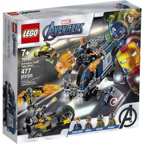  LEGO Marvel Avengers Truck Take-Down 76143 Captain America and Hawkeye Superhero Action, Cool Minifigures and Vehicles, New 2020 (477 Pieces)