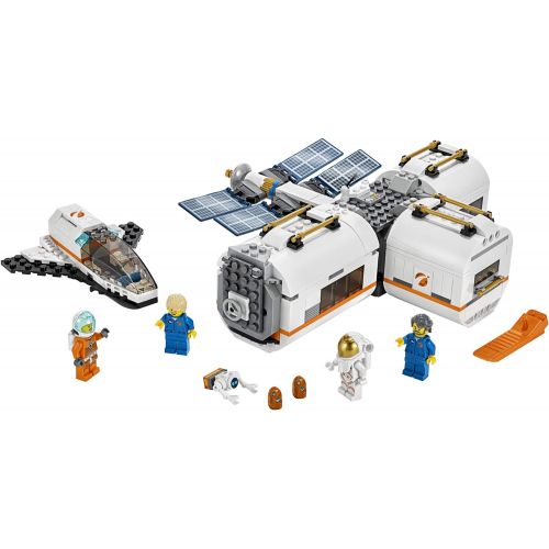  LEGO City Space Lunar Space Station 60227 Space Station Building Set with Toy Shuttle, Detachable Satellite and Astronaut Minifigures, Popular Space Gift (412 Pieces)
