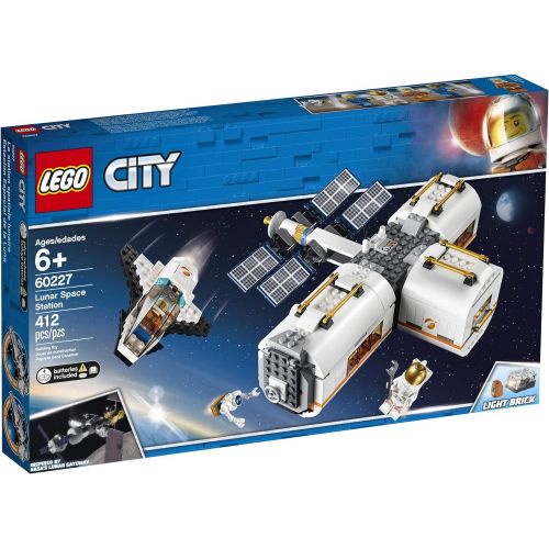  LEGO City Space Lunar Space Station 60227 Space Station Building Set with Toy Shuttle, Detachable Satellite and Astronaut Minifigures, Popular Space Gift (412 Pieces)