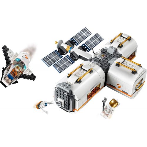  LEGO City Space Lunar Space Station 60227 Space Station Building Set with Toy Shuttle, Detachable Satellite and Astronaut Minifigures, Popular Space Gift (412 Pieces)
