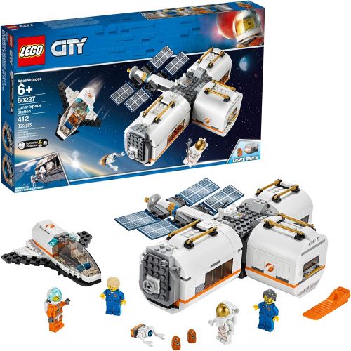  LEGO City Space Lunar Space Station 60227 Space Station Building Set with Toy Shuttle, Detachable Satellite and Astronaut Minifigures, Popular Space Gift (412 Pieces)