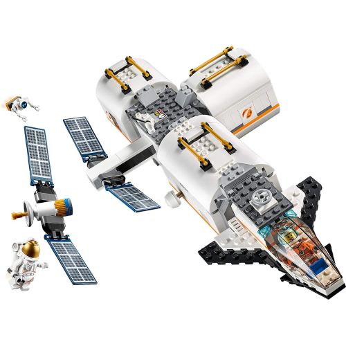  LEGO City Space Lunar Space Station 60227 Space Station Building Set with Toy Shuttle, Detachable Satellite and Astronaut Minifigures, Popular Space Gift (412 Pieces)