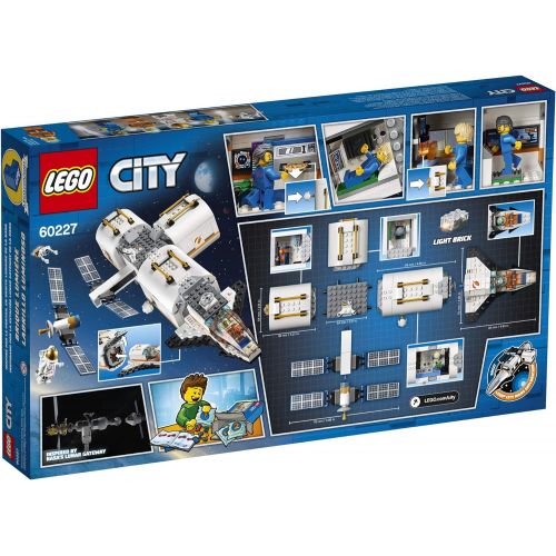  LEGO City Space Lunar Space Station 60227 Space Station Building Set with Toy Shuttle, Detachable Satellite and Astronaut Minifigures, Popular Space Gift (412 Pieces)