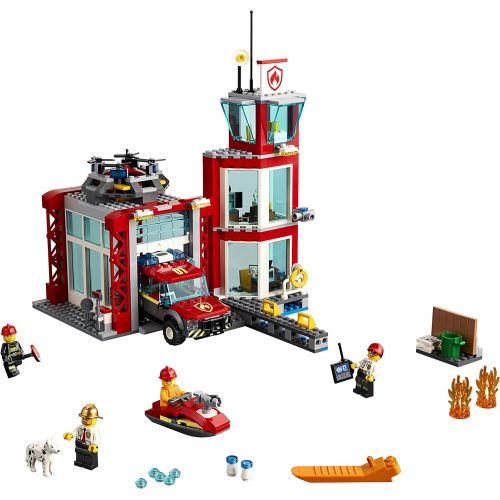  LEGO City Fire Station 60215 Fire Rescue Tower Building Set with Emergency Vehicle Toys includes Firefighter Minifigures for Creative Play (509 Pieces)