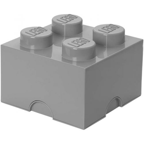  LEGO Brick 4 Knobs Stackable Storage Box, Medium Stone Grey, 5.7 Litre