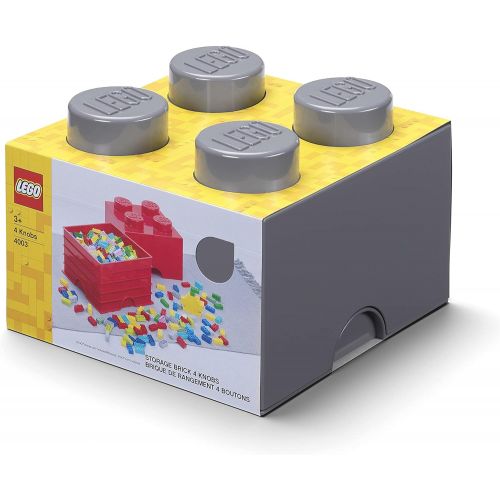  LEGO Brick 4 Knobs Stackable Storage Box, Medium Stone Grey, 5.7 Litre