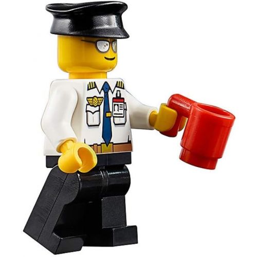  LEGO City Airport Minifigure - Airline Pilot Captain (with ID Badge and Mug) 60104