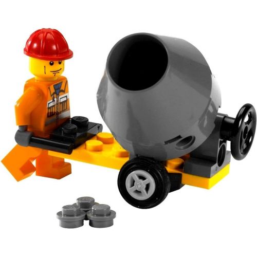  Lego City Builder Set #5610 Hard Hat Construction Worker with Small Cement Mixer