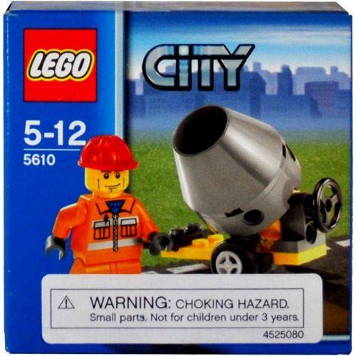  Lego City Builder Set #5610 Hard Hat Construction Worker with Small Cement Mixer