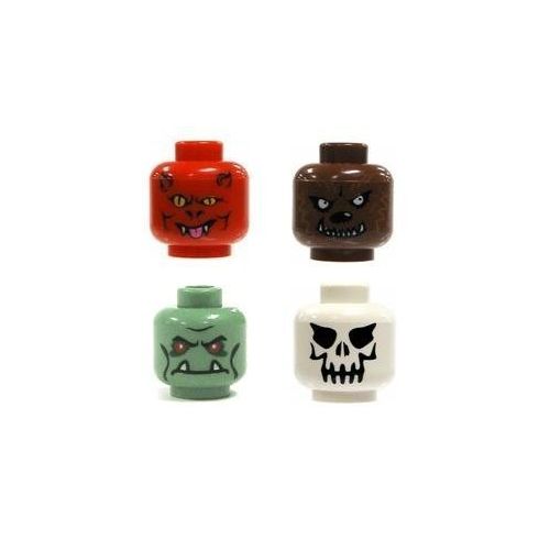  LEGO Minifigures Monster Heads 4 Pack - Demon, Werewolf, Frankenstein/Troll, Evil Skeleton