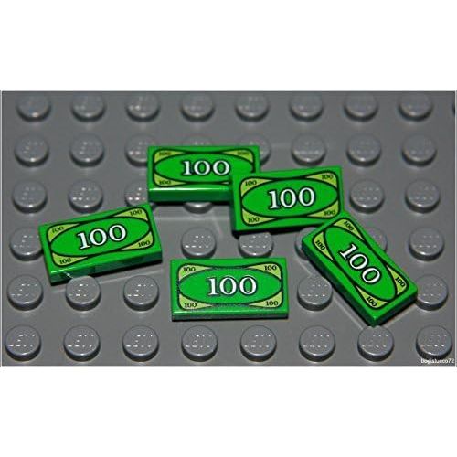  Lego Batman x5 Green Money Tile City $100 Dollar Bill Bank Cash Minifigure New