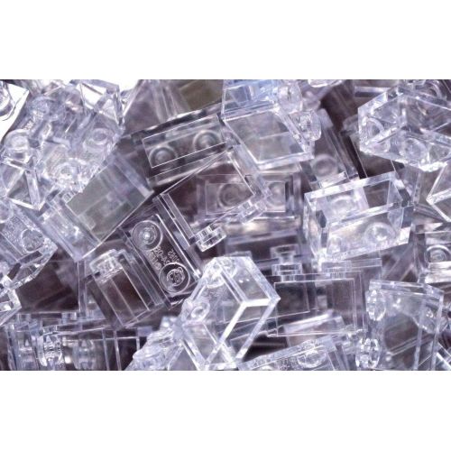  Lego Building Accessories 1 x 2 Clear Transparent Brick without Pin, Bulk - 50 Pieces per Package