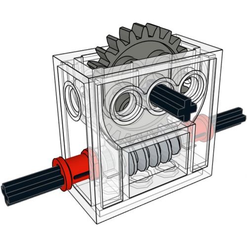  LEGO Technic COMPLETE GEARBOX ASSEMBLY 2 x 4 x 3 1/3 Trans-Clear Wormbox gear motor REDUCER block Mindstorms robotics ev3 NXT transparent robot building power functions part 6588