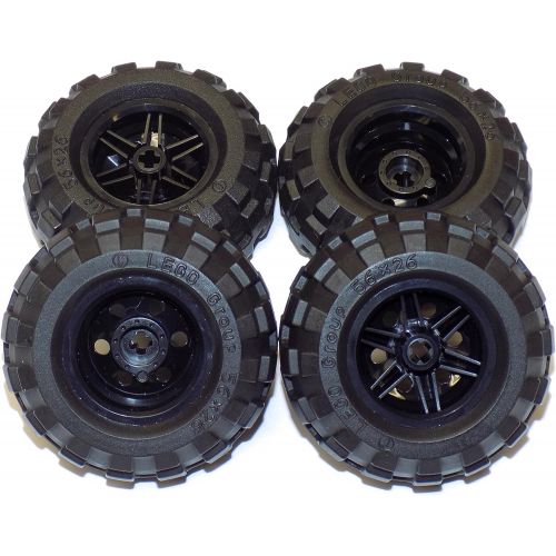  LEGO Parts and Pieces: Large Black Tire and Black Wheel Pack - 8 Pieces