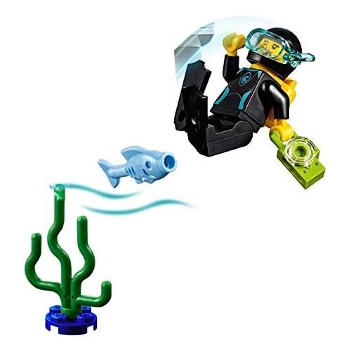  LEGO City Minifigure - Female Diver in Wetsuit (with Camera, Fish, and Sea Plant) 60221