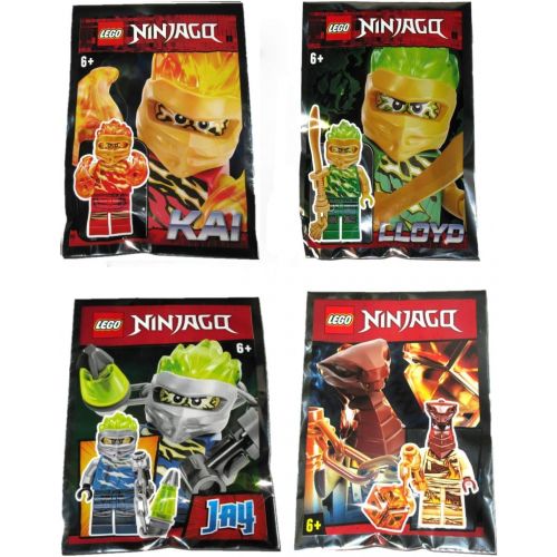  Lego Ninjago Kai Lloyd Jay and Pyro Whipper FS Spinjitzu Slam Minifigures- Collector Foil Pack Combo