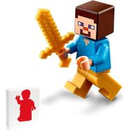 LEGO Minecraft Minifigure - Steve with Gold Legs, Gold Sword and Side Display