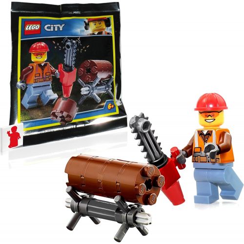  LEGO City MiniFigure - Forester Tree Trimmer (with Chainsaw and Tree Log) 60181