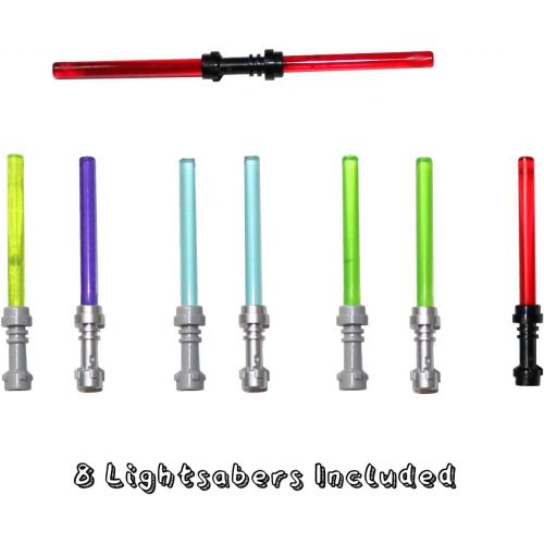  LEGO Star Wars Accessory and Weapons Pack - 8 Lightsabers, 8 Blasters, 2 Display Stands and More
