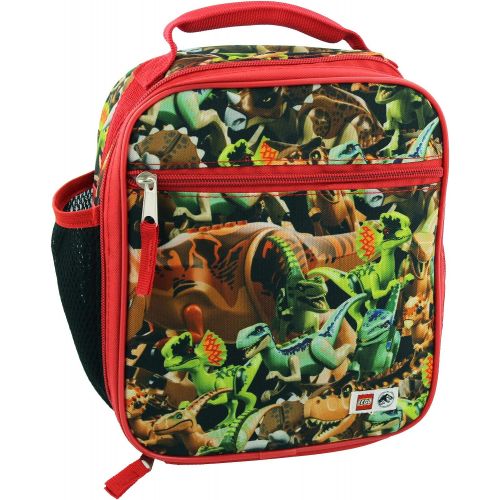  Lego Jurassic World Dinosaurs Boys Soft Insulated School Lunch Box (One Size, Lego Jurassic)