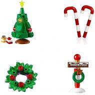 LEGO Holiday Combo Pack - Christmas Tree with Presents, Holiday Wreath, 2 Candy Canes, and Santa’s North Pole Stand