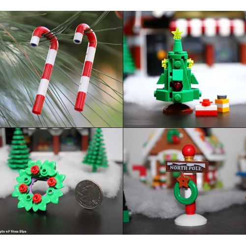  LEGO Holiday Combo Pack - Christmas Tree with Presents, Holiday Wreath, 2 Candy Canes, and Santa’s North Pole Stand