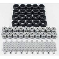 NEW Lego 24 X 14 Tire, Wheel and Technic Plate Axles Bulk Lot - 50 Pieces Total