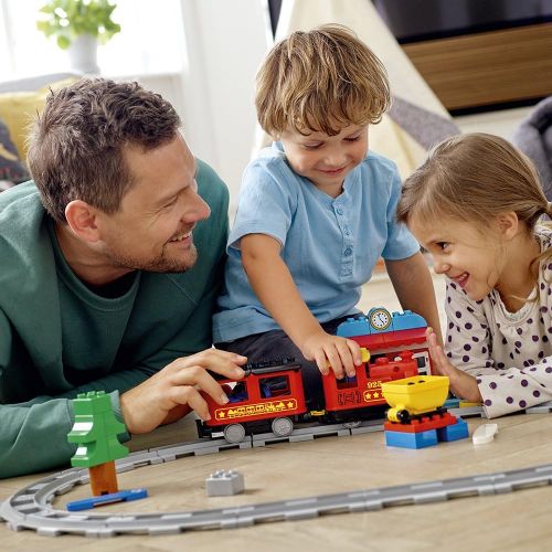  LEGO DUPLO Steam Train 10874 Remote-Control Building Blocks Set Helps Toddlers Learn, Great Educational Birthday Gift (59 Pieces)