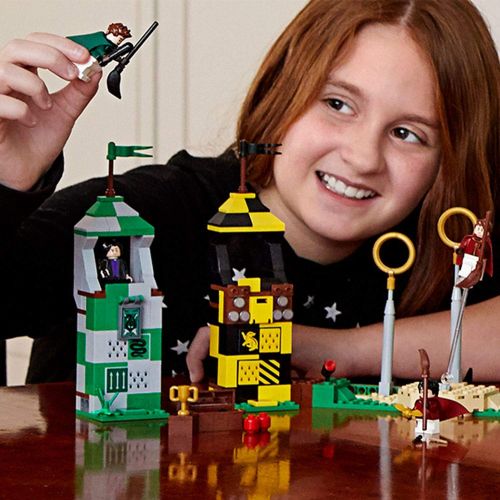  LEGO 75956 Harry Potter Quidditch Match Building Set, Gryffindor Slytherin Ravenclaw and Hufflepuff Towers, Harry Potter Toy Gifts