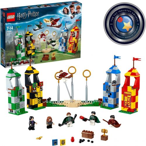  LEGO 75956 Harry Potter Quidditch Match Building Set, Gryffindor Slytherin Ravenclaw and Hufflepuff Towers, Harry Potter Toy Gifts