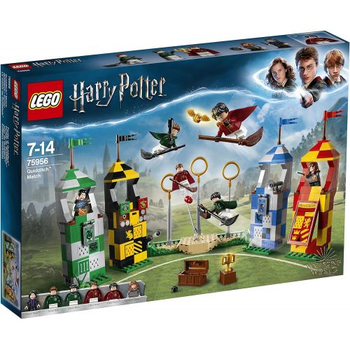  LEGO 75956 Harry Potter Quidditch Match Building Set, Gryffindor Slytherin Ravenclaw and Hufflepuff Towers, Harry Potter Toy Gifts