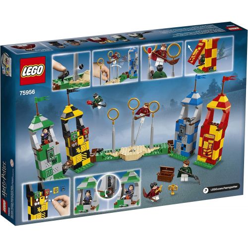  LEGO 75956 Harry Potter Quidditch Match Building Set, Gryffindor Slytherin Ravenclaw and Hufflepuff Towers, Harry Potter Toy Gifts