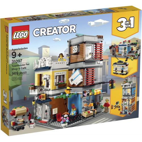  LEGO Creator 3 in 1 Townhouse Pet Shop & Cafe 31097 Toy Store Building Set with Bank, Town Playset with a Toy Tram, Animal Figures and Minifigures (969 Pieces)