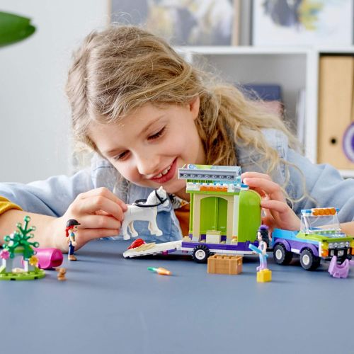  LEGO Friends Mias Horse Trailer 41371 Building Kit with Mia and Emma Mini Dolls Includes Toy Truck, Horse, and Rabbit for Creative Play (216 Pieces)