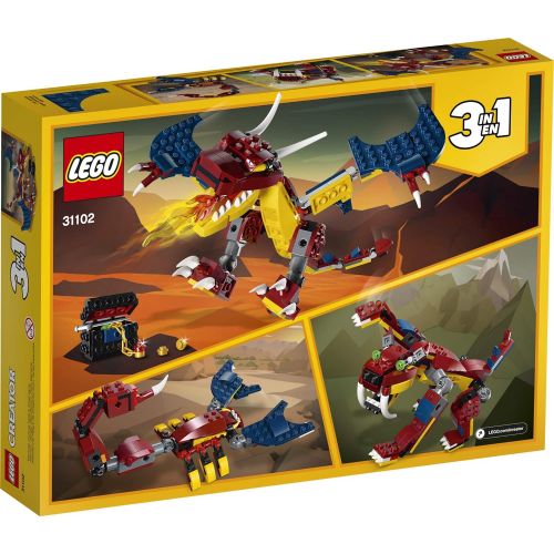  LEGO Creator 3in1 Fire Dragon 31102 Building Kit, Cool Buildable Toy for Kids, New 2020 (234 Pieces)