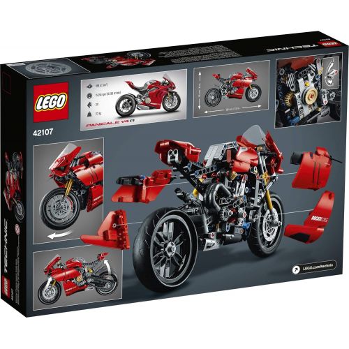  LEGO Technic Ducati Panigale V4 R 42107 Motorcycle Toy Building Kit, Build A Model Motorcycle, Featuring Gearbox and Suspension, New 2020 (646 Pieces),