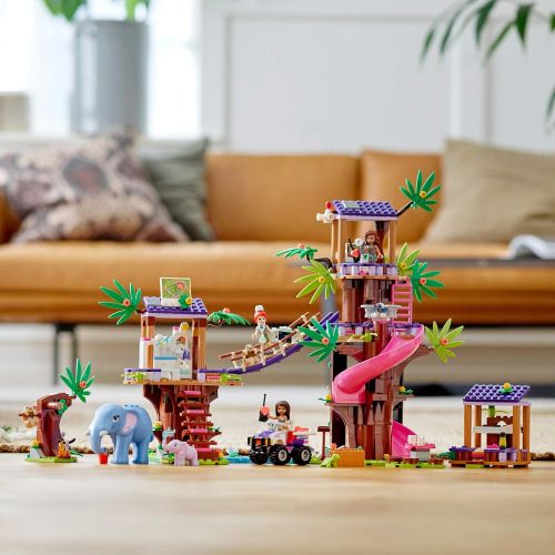  LEGO Friends Jungle Rescue Base 41424 Building Toy for Kids. Playset Includes a Jungle Tree House; Adventure Fun Toy Comes with 2 Elephant Figures and Lots of Animal Rescue Kit, Ne