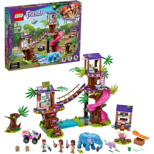  LEGO Friends Jungle Rescue Base 41424 Building Toy for Kids. Playset Includes a Jungle Tree House; Adventure Fun Toy Comes with 2 Elephant Figures and Lots of Animal Rescue Kit, Ne