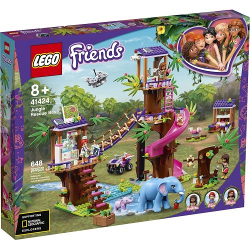 LEGO Friends Jungle Rescue Base 41424 Building Toy for Kids. Playset Includes a Jungle Tree House; Adventure Fun Toy Comes with 2 Elephant Figures and Lots of Animal Rescue Kit, Ne