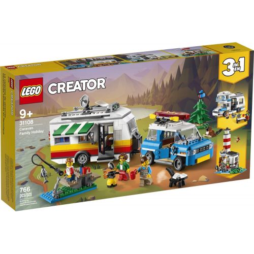  LEGO Creator 3in1 Caravan Family Holiday 31108 Vacation Toy Building Kit for Kids Who Love Creative Play and Camping Adventure Playsets with Cute Animal Figures, New 2020 (766 Piec