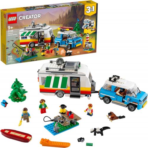  LEGO Creator 3in1 Caravan Family Holiday 31108 Vacation Toy Building Kit for Kids Who Love Creative Play and Camping Adventure Playsets with Cute Animal Figures, New 2020 (766 Piec